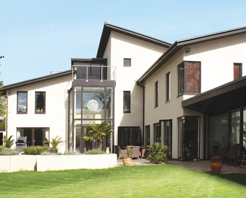 Aluminium rainwater system on contemporary new build