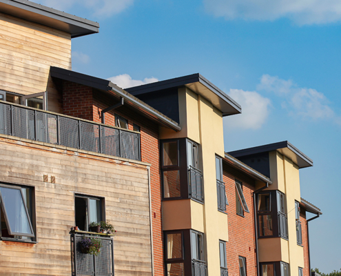 aluminium shaped box gutters and round downpipes tewkesbury