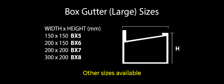 guttercrest box gutter sizes large aluminium