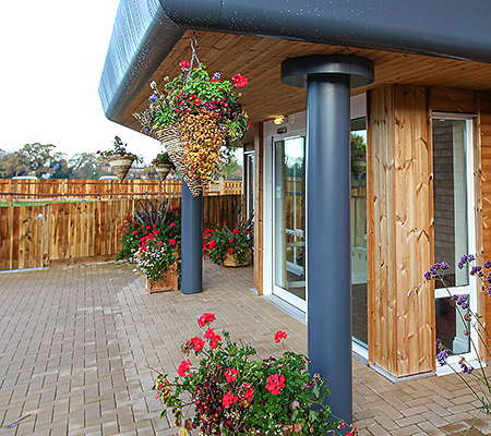 aluminium flashing roof trim, quadrant fascia and round column casings fitted to care home