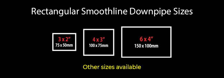 guttercrest square smoothline downpipe sizes aluminium