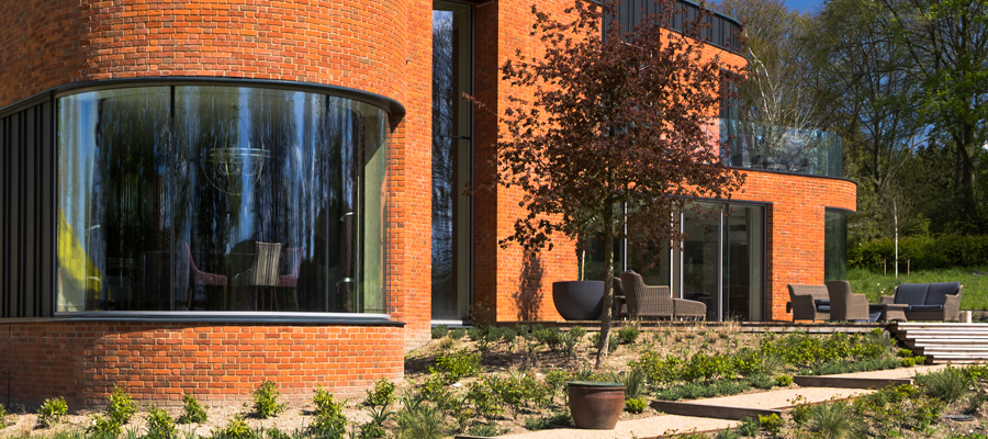 marine grade aluminium curved window flashings used on eco build project