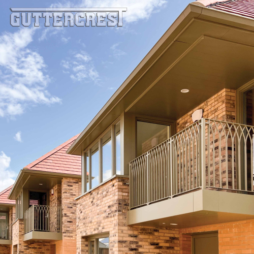 Green Aluminium Balcony, Soffits &amp; Gutters in Matching Finish | Guttercrest