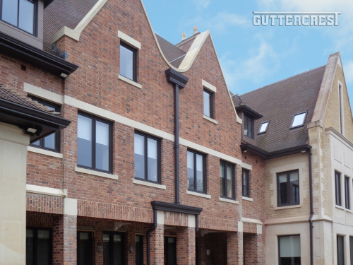Bespoke rainwater system large OGEE hoppers moulded OGEE gutters Georgian square downpipes