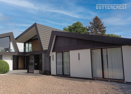 Aluminium Black Fascia Bespoke Shaped Building