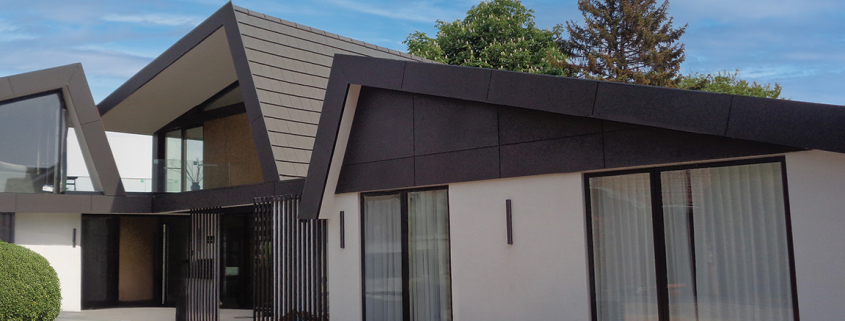 Aluminium Black Fascia Bespoke Shaped Building