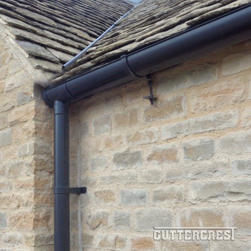 Aluminium Beaded Deep Flow Gutter with Round Downpipe – Black Finish