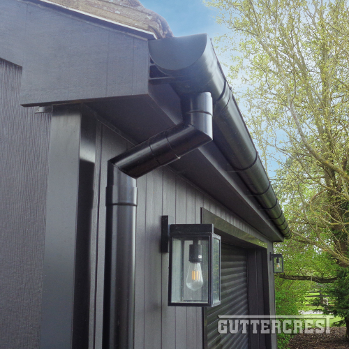 Black Aluminium Deep Flow Gutter with Round Downpipe